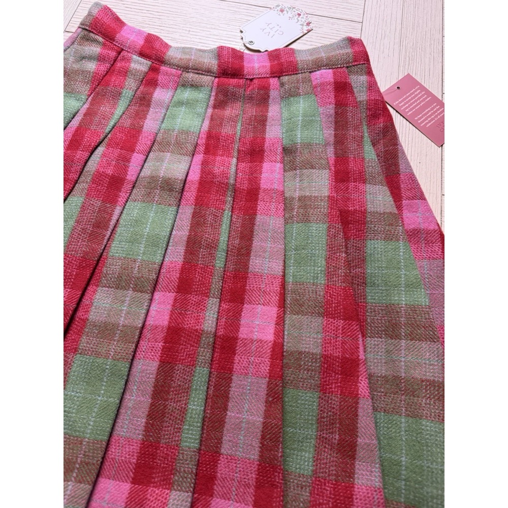 Marren Skirt Rosewood Tartan Plaid By Ivy City NWT Wool Lined‎ Mini Red Pink XS - Picture 11 of 11